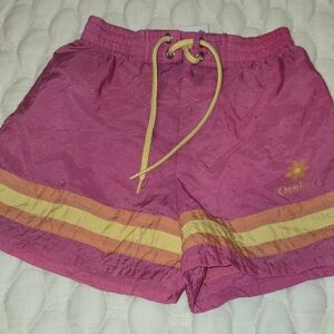 Oshkosh B'Gosh Vintage Toddler Girls Swim Cover up Shorts Nylon Pink Stripes 4t